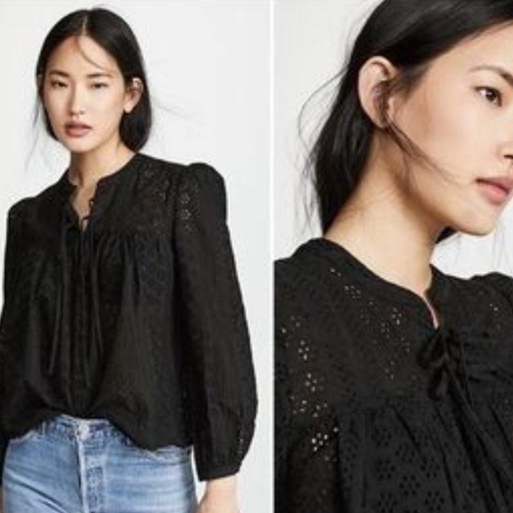 Madewell Black Eyelet Women's Top Medium